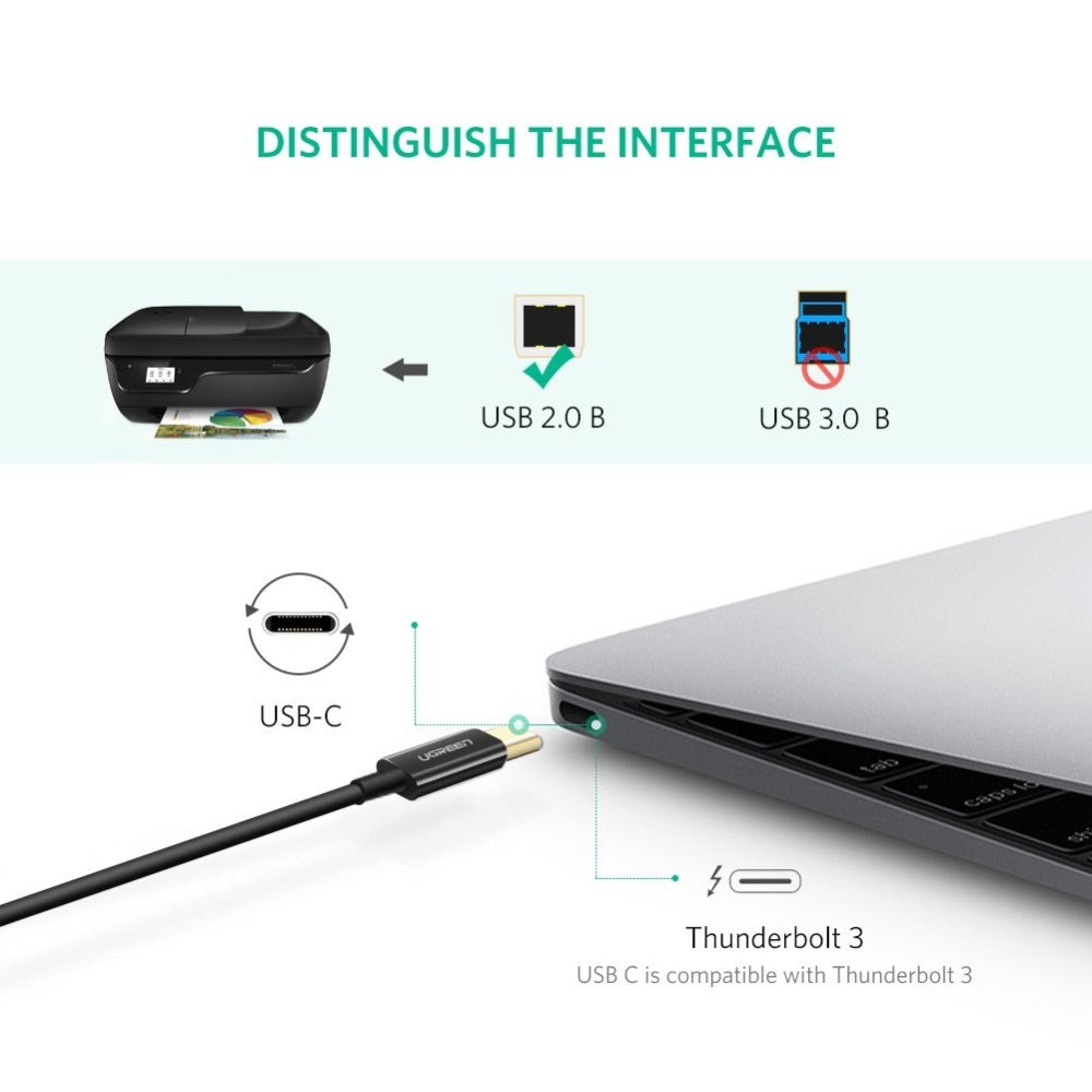 Ugreen, Cable Printer Usb-C 2Meter Super Speed, Flexible & Durable Ugreen Us241 - 50446