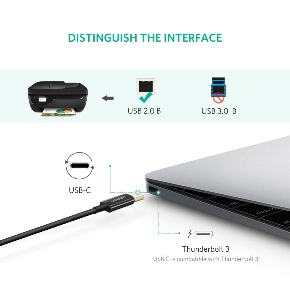 Ugreen, Cable Printer Usb-C 2Meter Super Speed, Flexible & Durable Ugreen Us241 - 50446