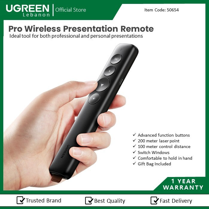 Ugreen, Advanced Function Wireless Lazer Presentation Remote With Built-In Laser Pointer Ugreen Lp479 - 50654