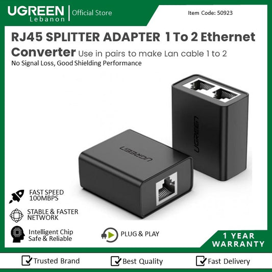 Ugreen, Rj45 Splitter Adapter 1 To 2 Ethernet Converter Ugreen Cm210- 50923