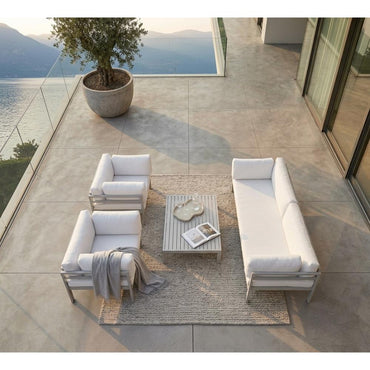 Outdoor Sofa Set (2+1+1) with Table - White Aluminum Frame, 5225