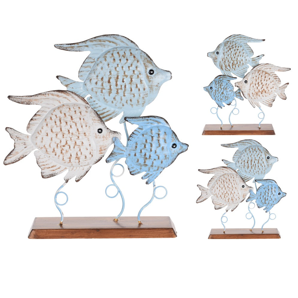 Metal Fish Deco On Base 2 Assorted colors