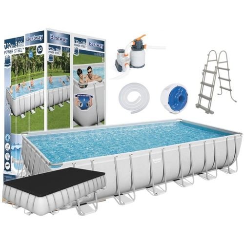 Best way, Power Steel Rectangular Steel Frame Pool Set with Filter Pump + Accessories 7.32m x 3.66m x 1.32m