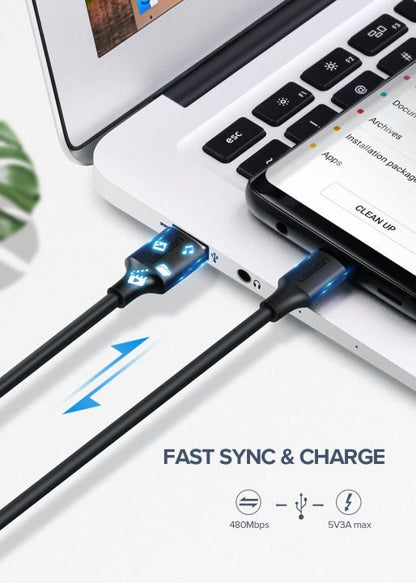 Ugreen, USB To USB-C 5V/3A Fast Cable (Black), Available in Different Sizes