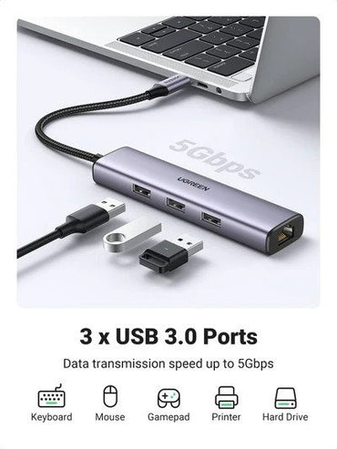 Ugreen, 4-In-1 Usb-C Hub Adapter (3*Usb3.0 + Usb-C Pd100W) Ugreen Cm475 - 60600