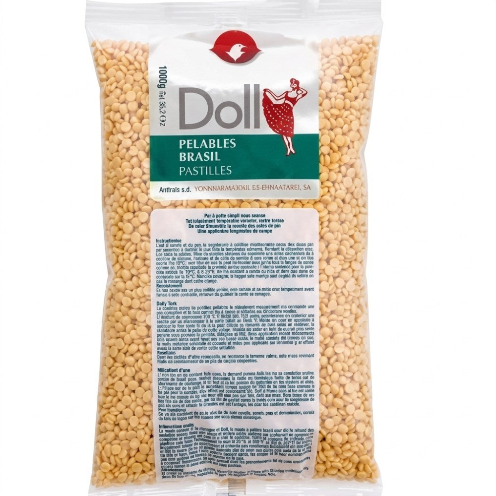 La Perla Tech, Doll Hard Wax Beans Flexible Hair Removal Wax Waxing Without Liner For, 800 G Natural