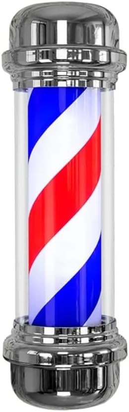 La Perla Tech, Barber Pole Light Outdoor Barber Pole Light Rotating & Illuminated Hair Salon Sign Large Retro Style Waterproof Wall-Mounted Lamp Led Red White Blue Stripes