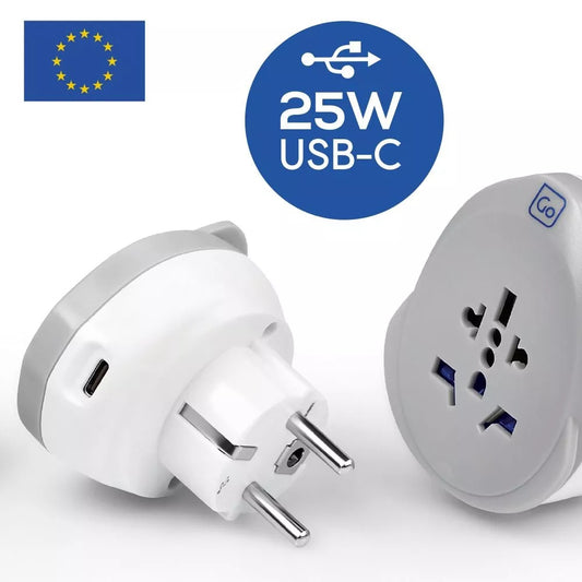 Go Travel, World -EU USB-C Adapter + 25W
