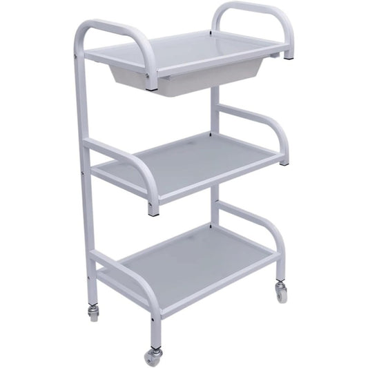 La Perla Tech, Salon Cart Salon Cart Glass Top Salon Rolling Cart With 3-Tiers Salon Trolley 1 Drawer, 6295221254210