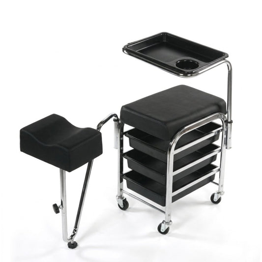 La Perla Tech, Pedicure Chair White Beauty Salon Stool with Drawers Manicure Table Station Spa