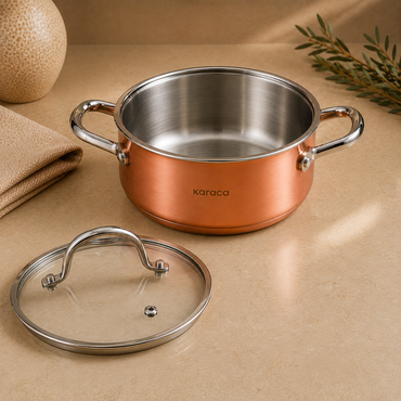 Karaca 3Ply PowerSteel 316+ Stainless Steel Induction Base Copper Pot 20 cm, 153.03.08.0567