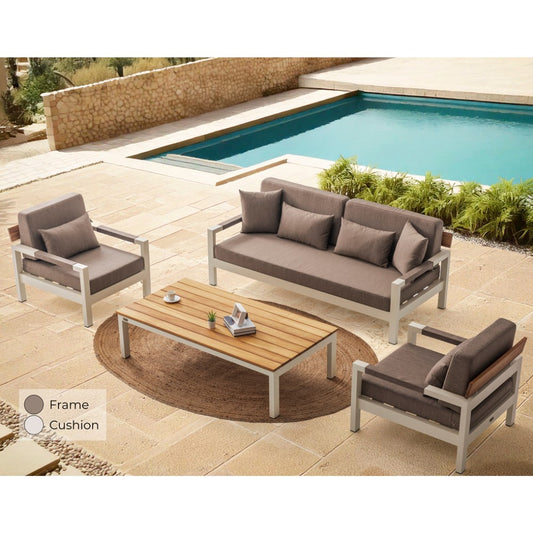 BT, Outdoor Sofa Set BT Corfu 3+1+1+Coffee Table Cappu