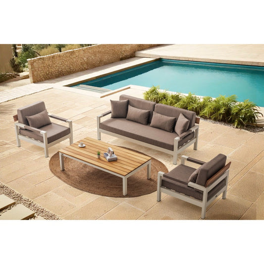 BT, Outdoor Sofa Set BT Corfu 3+1+1+Coffee Table Cream