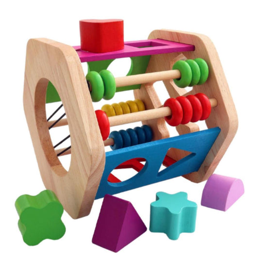 Toyshine Wooden Cage With Abacus, Shape Sorter And Color Learning Educational Series Toy7071