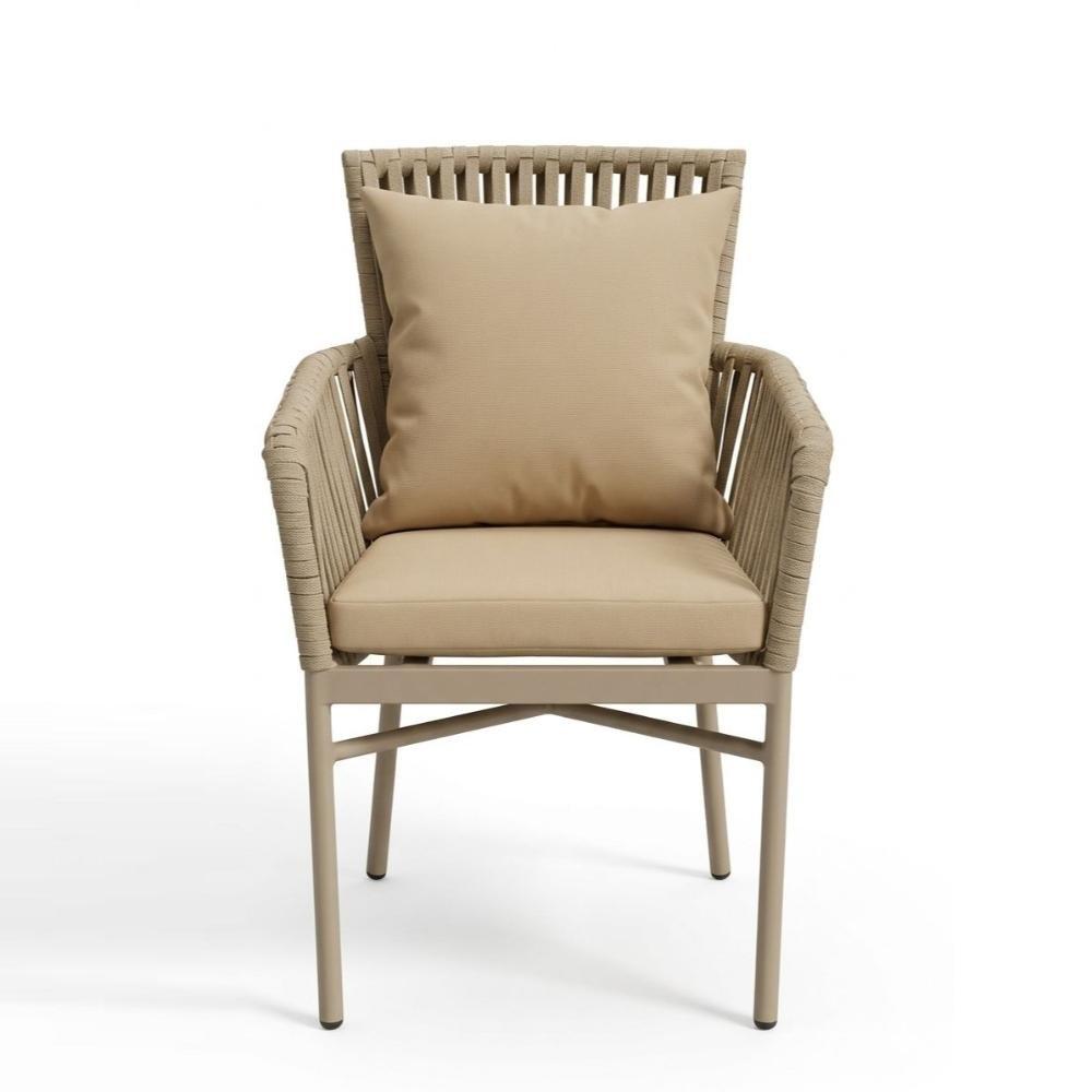 Modern Outdoor Chair in Champagne Rope with Aluminum Frame, 72/06A