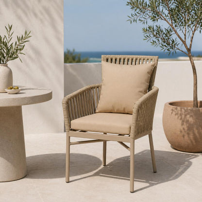 Modern Outdoor Chair in Champagne Rope with Aluminum Frame, 72/06A