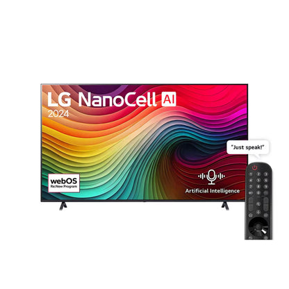 LG NanoCell 75-Inch AI NANO80 4K Smart TV AI Magic Remote HDR10 WebOS24, 75ΝΑΝΟ80T6A