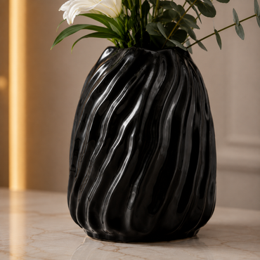 Karaca Home Mooney Black Ceramic Vase 15 cm, 300.22.02.0076