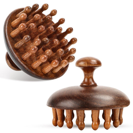 La Perla Tech, Bamboo Sandalwood Hair Comb,Wooden Head Scalp Massager