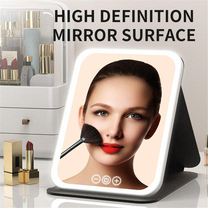 Folding Makeup Mirror – High Definition Mirror with Tri-Color LED Lighting & Touch Control, 806A