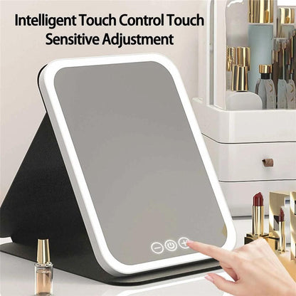 Folding Makeup Mirror – High Definition Mirror with Tri-Color LED Lighting & Touch Control, 806A