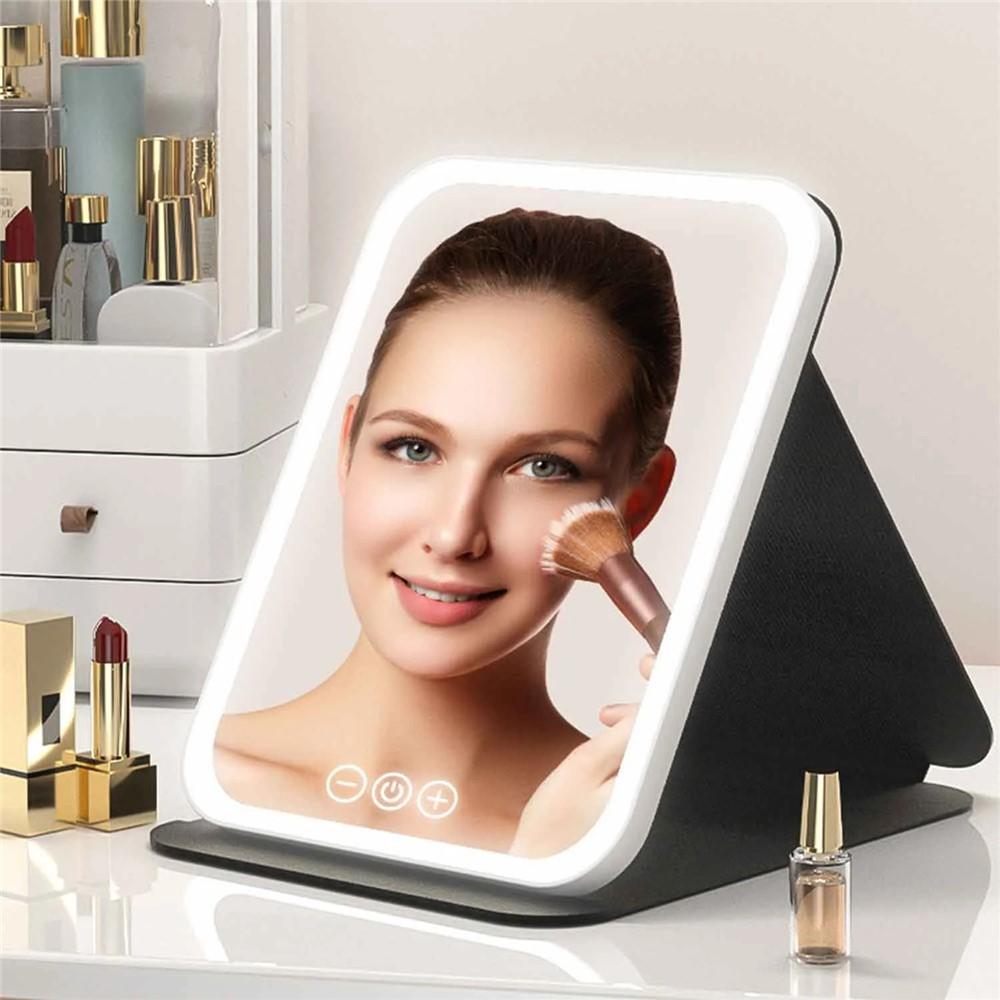 Folding Makeup Mirror – High Definition Mirror with Tri-Color LED Lighting & Touch Control, 806A