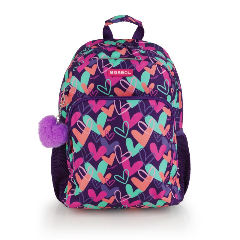 Gabol, School Backpack 1 Parts Kokoro Hearts 31x41x16cm#237806/2026 Purple.