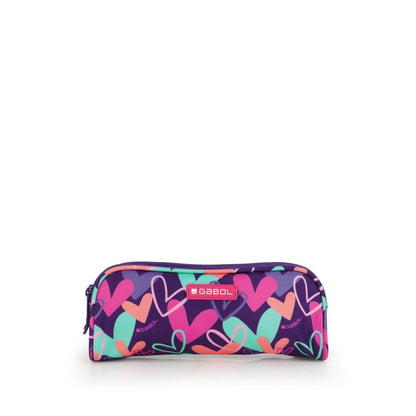 Gabol, School Pencil Case 2 Parts Kokoro Hearts 22x8x6cm#237831/2026 Purple.