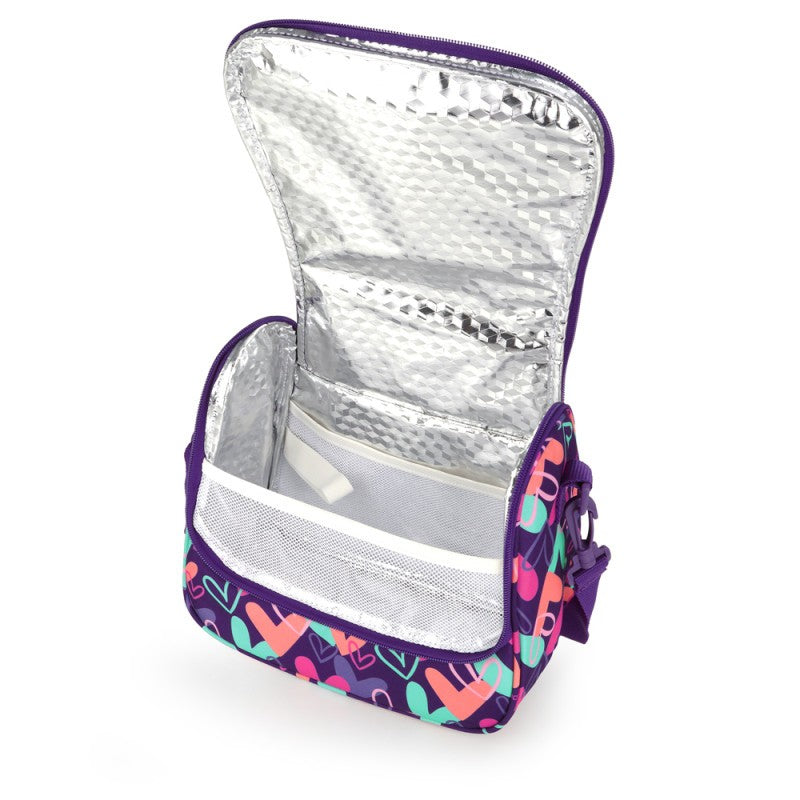 Gabol, School Thermal Lunch Bag 1 Parts Kokoro Hearts 25x21x13cm#237832/2026 Purple.