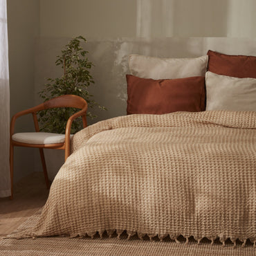 Karaca Home Casey Double Waffle Quilted Bedspread 200 x 230 cm – Beige, 200.22.01.0087