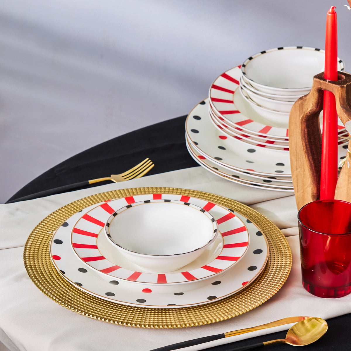 Karaca Drop Porcelain 18-Piece Dinner Set for 6 People, 153.03.06.9623