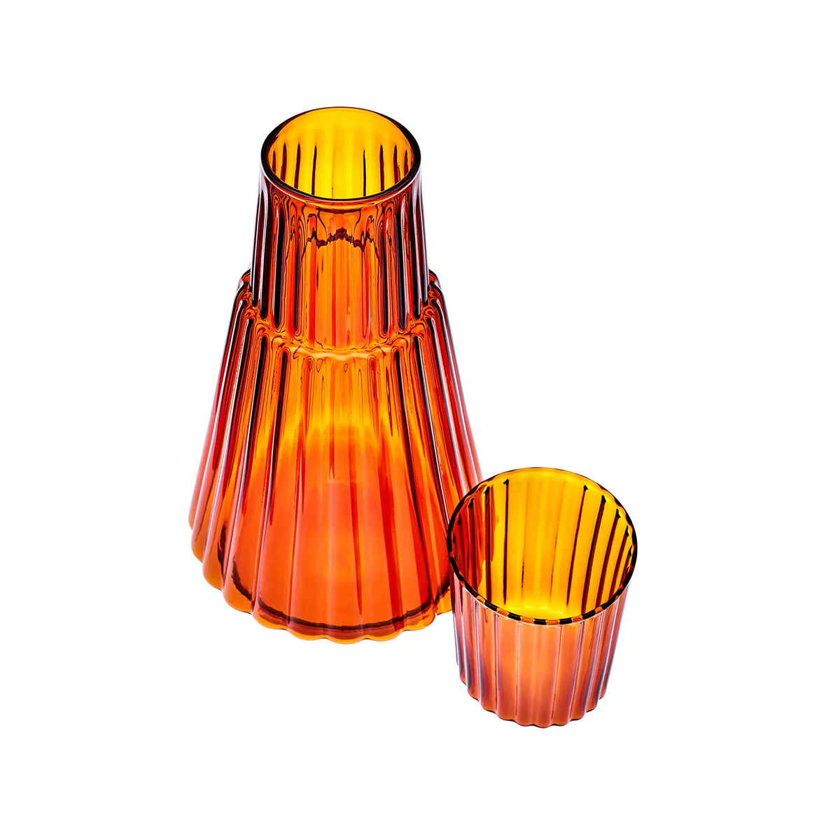 Karaca Pier Bedside Carafe with Drinking Glass Lid - Amber, 153.09.01.3182