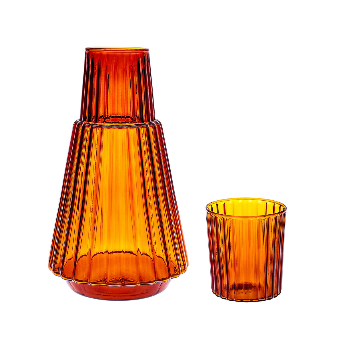Karaca Pier Bedside Carafe with Drinking Glass Lid - Amber, 153.09.01.3182