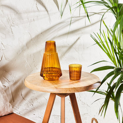 Karaca Pier Bedside Carafe with Drinking Glass Lid - Amber, 153.09.01.3182
