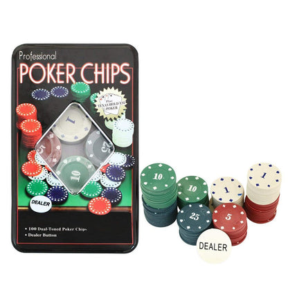Cool Gift, 100Pcs Poker Chips In Tin Box