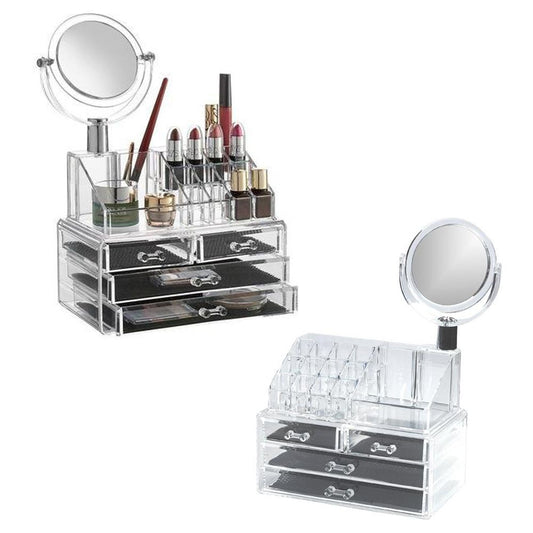 Cool Gift, Design Acrylic Jewelry & Cosmetic Storage Display 3 Drawers Box Set With Mirror
