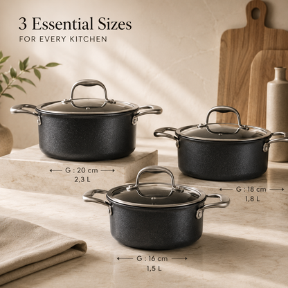 Karaca BioDiamond Pro 6-Piece Non-Stick Induction Cookware Set, 153.03.07.9035