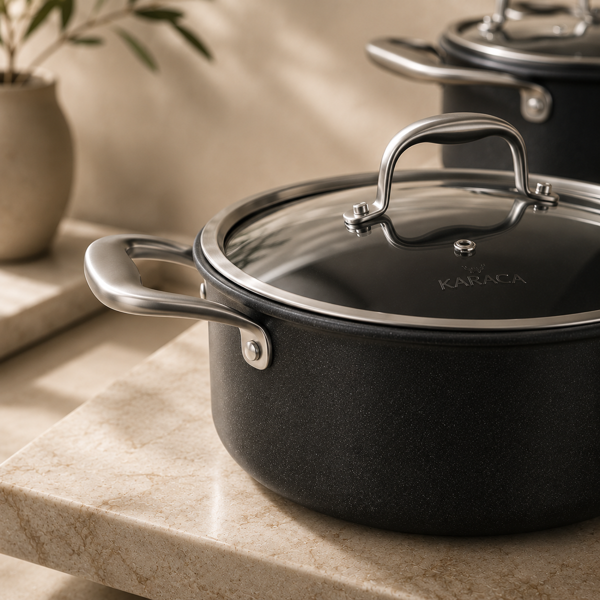 Karaca BioDiamond Pro 6-Piece Non-Stick Induction Cookware Set, 153.03.07.9035