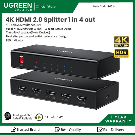 Ugreen, Hdmi 1 In 4 Out Splitter Ugreen Cm570 - 90514