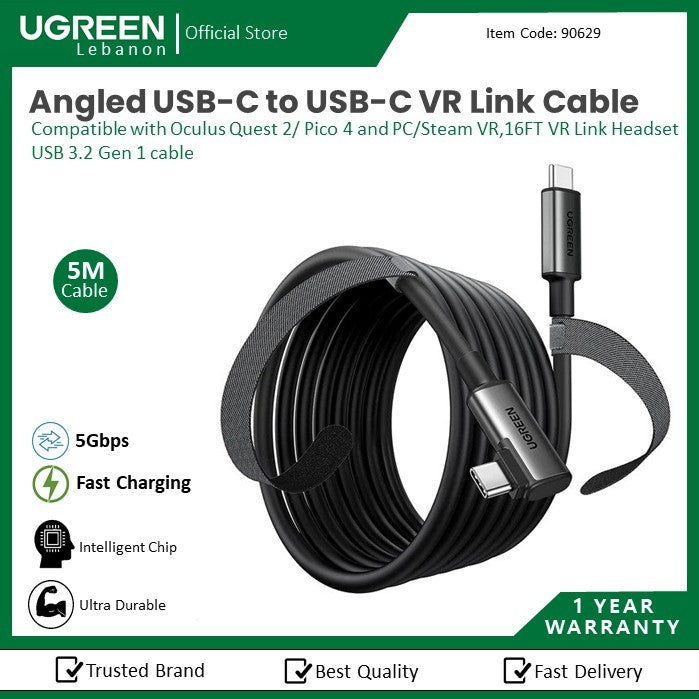 Ugreen, Angled Usb-C To Usb-C Vr Link Cable Ugreen Us551 - 90629