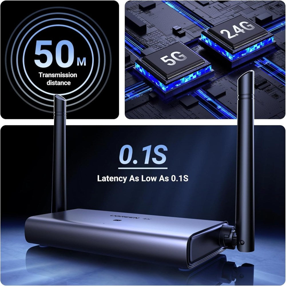 Ugreen, 4K Hdmi Wireless Extender, 50 Meters Long Distance, Hdmi & Vga-Receiver Ugreen Cm586 - 90909A