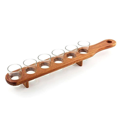 Cool Gift, Six Shot Set, Wooden Serving Plank
