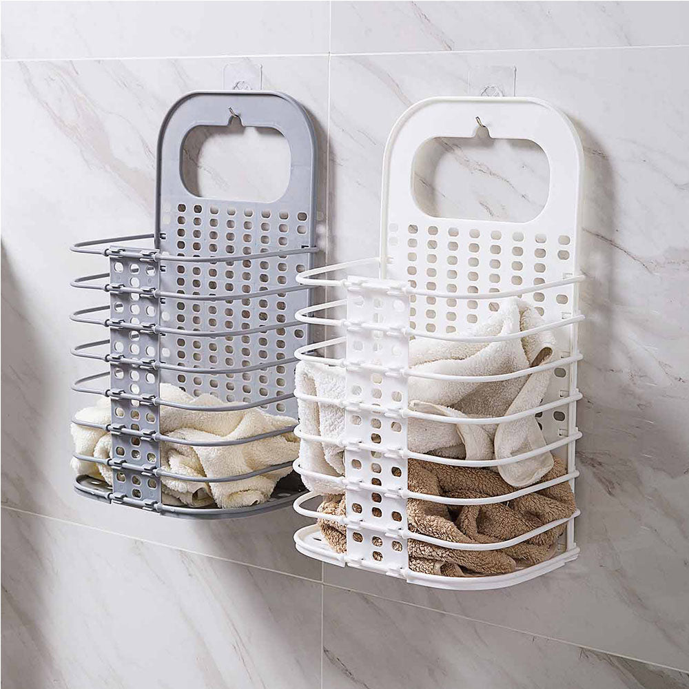 Cool Gift, Foldable Wall Mounted Laundry Basket - White