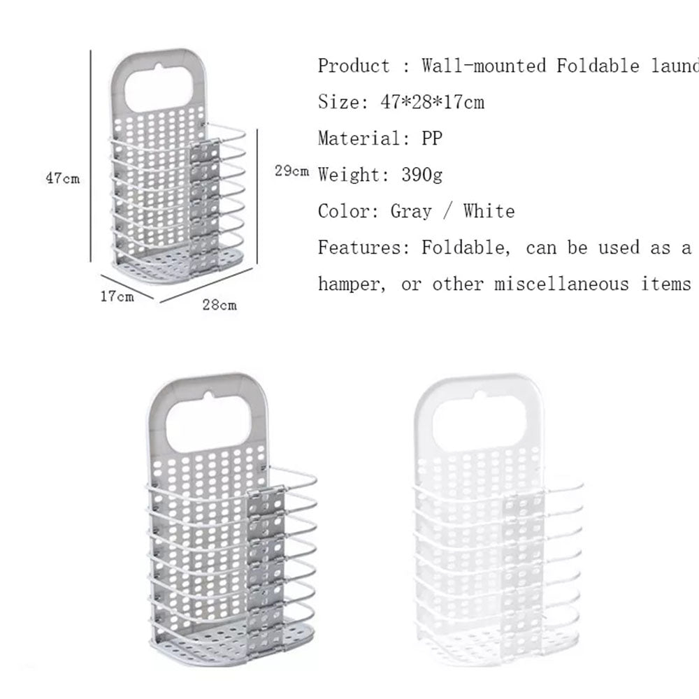 Cool Gift, Foldable Wall Mounted Laundry Basket - White