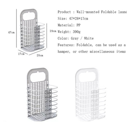 Cool Gift, Foldable Wall Mounted Laundry Basket - White