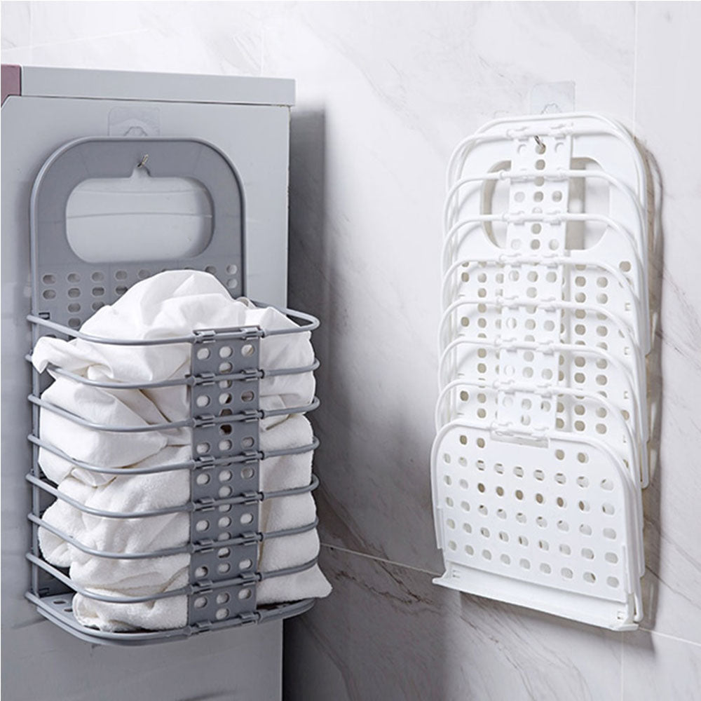 Cool Gift, Foldable Wall Mounted Laundry Basket - White