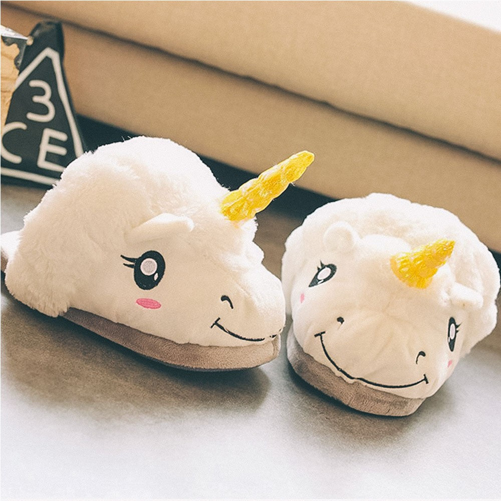 Cool Gift, Soft Cozy Unicorn Women Home Slipper - White