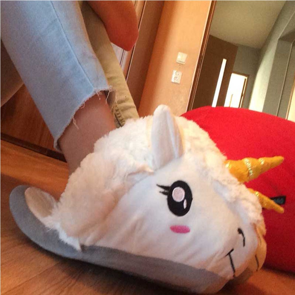 Cool Gift, Soft Cozy Unicorn Women Home Slipper - White