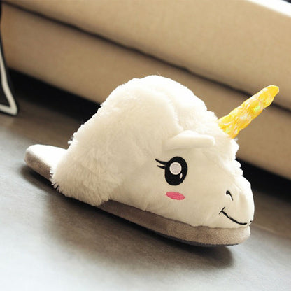 Cool Gift, Soft Cozy Unicorn Women Home Slipper - White