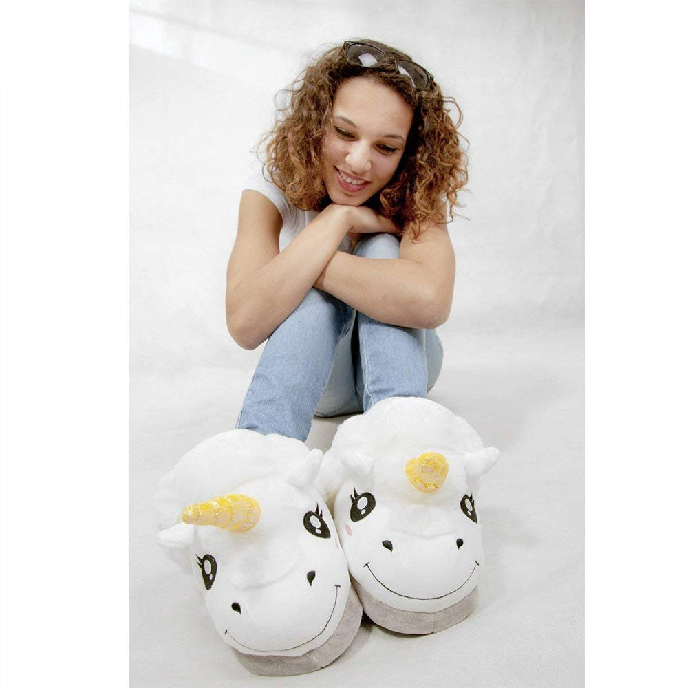 Cool Gift, Soft Cozy Unicorn Women Home Slipper - White